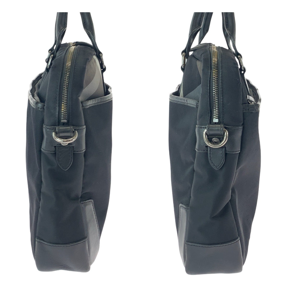 13465
BURBERRY BLACK LABEL バーバリーブラックレーベル チャック柄 ブラック 黒 ガンメタ金具 ナイロン / レザー ビジネスバッグ ブリーフケース 2way  メンズ