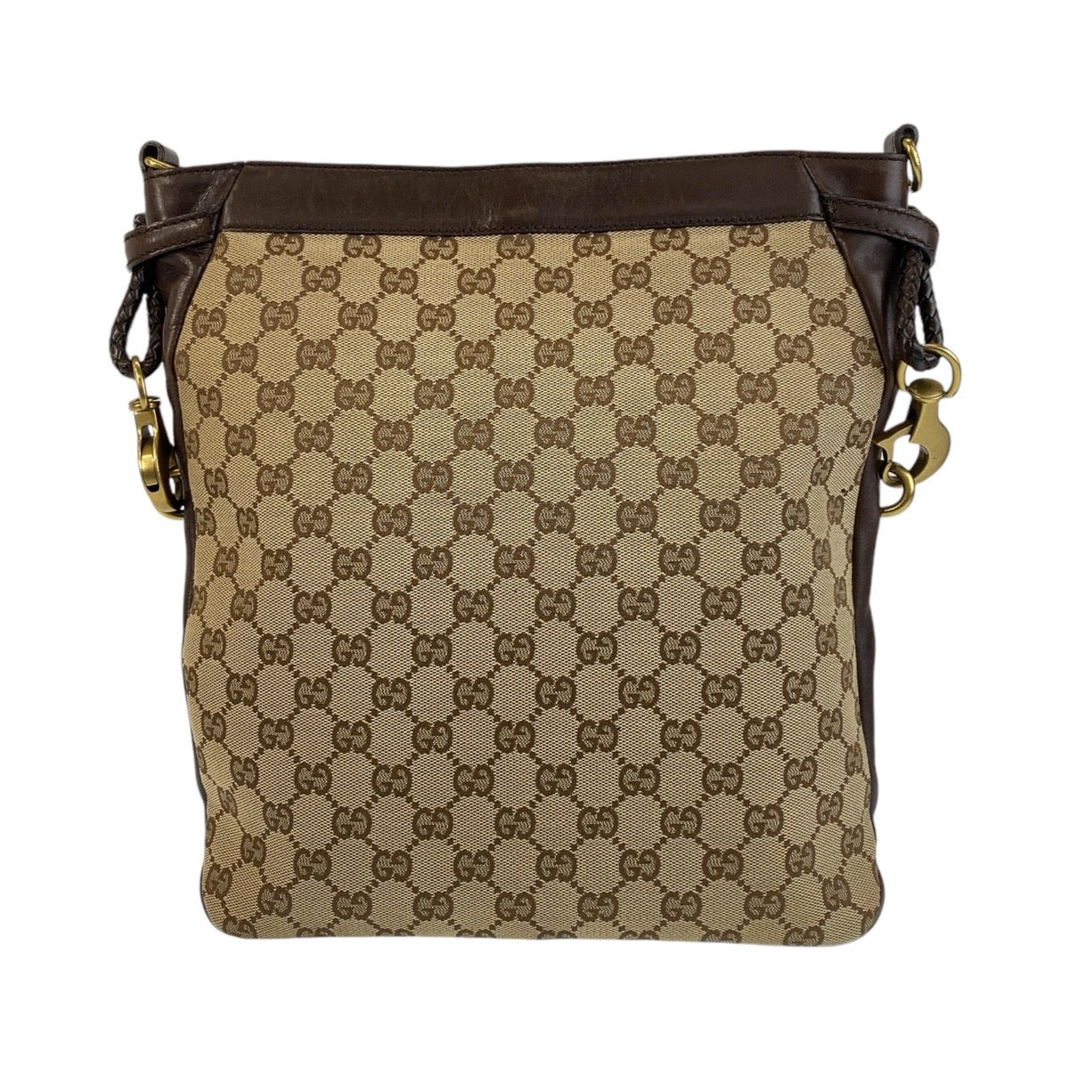 13467
GUCCI グッチ ブラウン ベージュ ゴールド金具 GGキャンバス / レザー 109097 斜め掛け ショルダーバッグ メッセンジャーバッグ  レディース
