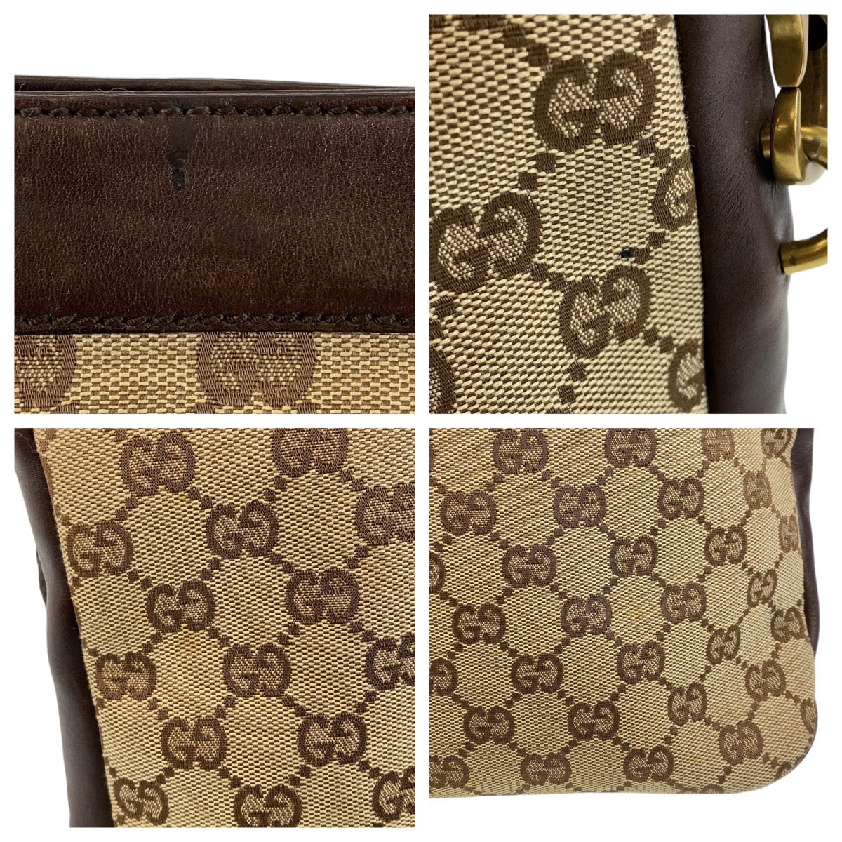 13467
GUCCI グッチ ブラウン ベージュ ゴールド金具 GGキャンバス / レザー 109097 斜め掛け ショルダーバッグ メッセンジャーバッグ  レディース