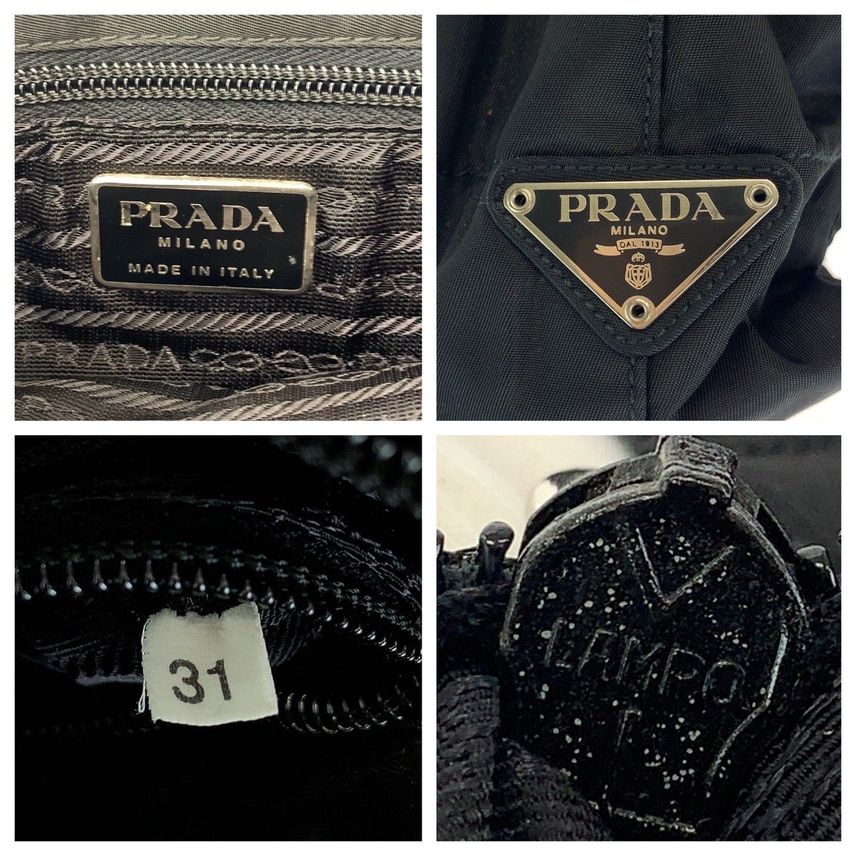 13472
PRADA プラダ テスート 三角ロゴプレート ブラック 黒 ナイロン / プラスチック プラチェーン トートバッグ ショルダーバッグ  レディース