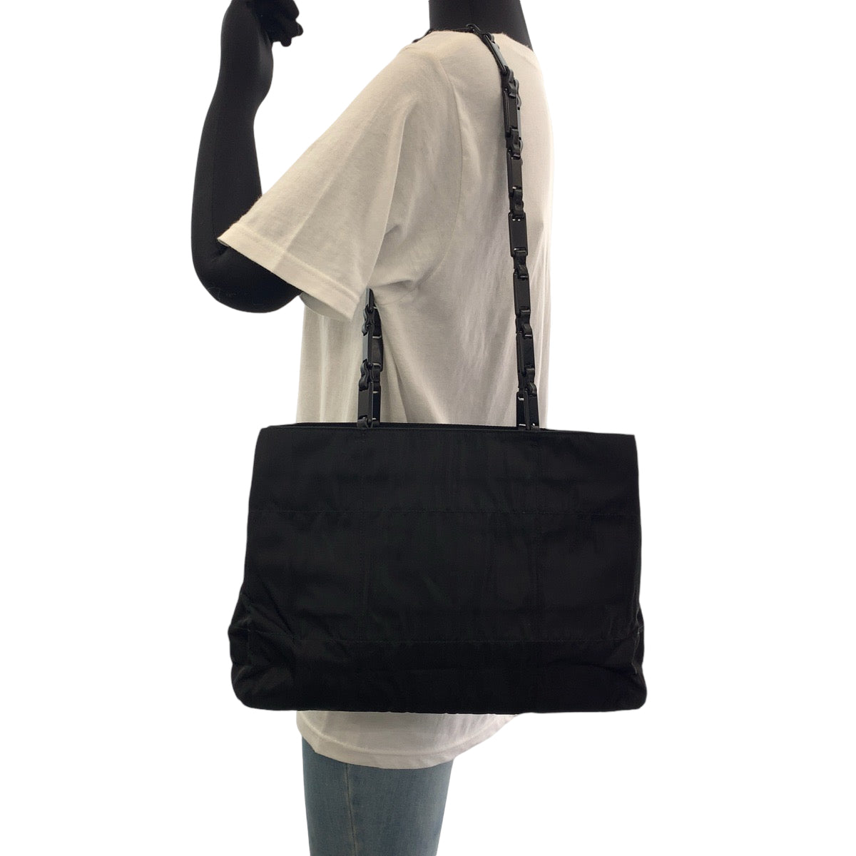 13472
PRADA プラダ テスート 三角ロゴプレート ブラック 黒 ナイロン / プラスチック プラチェーン トートバッグ ショルダーバッグ  レディース