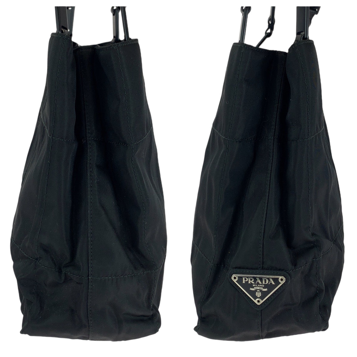 13472
PRADA プラダ テスート 三角ロゴプレート ブラック 黒 ナイロン / プラスチック プラチェーン トートバッグ ショルダーバッグ  レディース