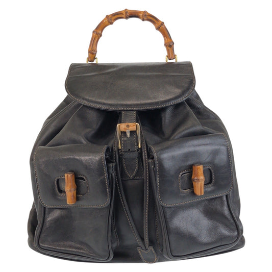 13474
GUCCI グッチ バンブー ブラック 黒 ゴールド金具 レザー 003 2058 0016 リュック・デイパック バックパック  レディース