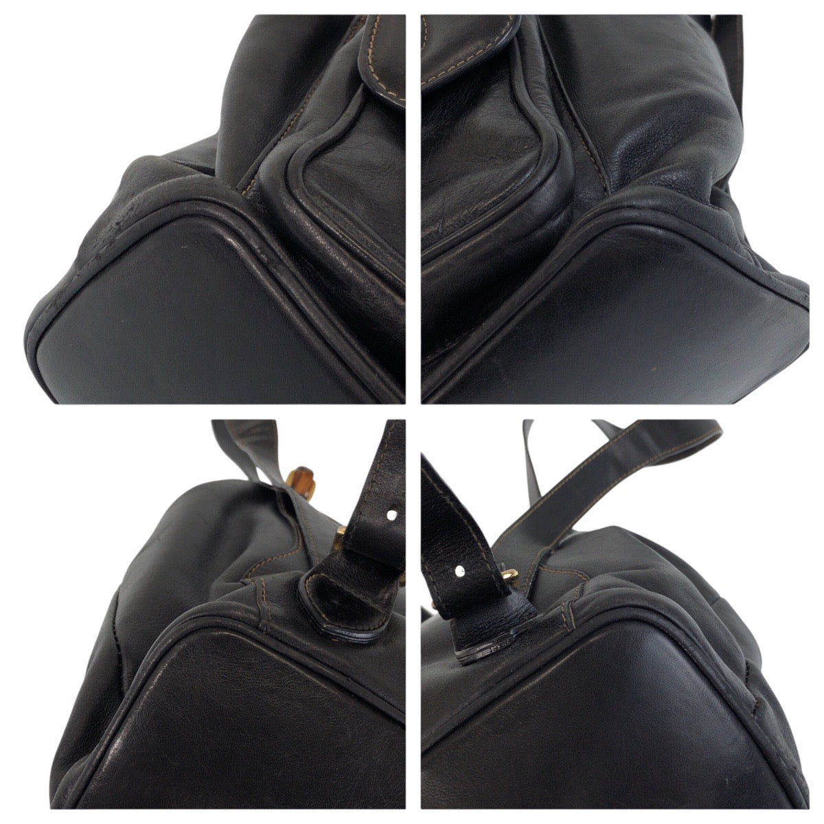13474
GUCCI グッチ バンブー ブラック 黒 ゴールド金具 レザー 003 2058 0016 リュック・デイパック バックパック  レディース