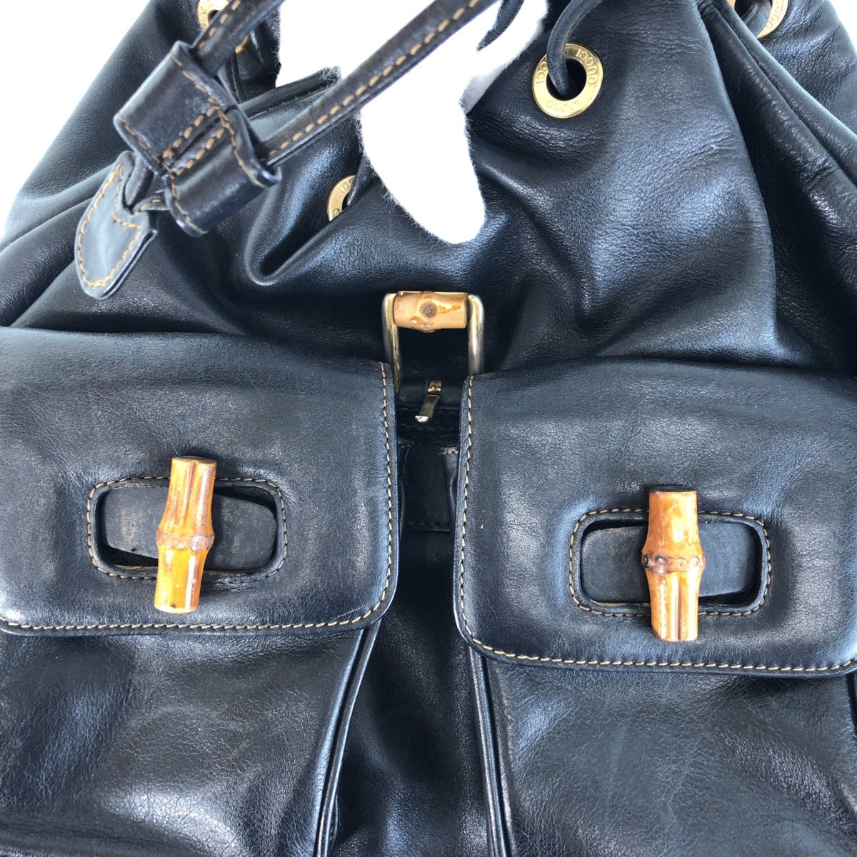 13474
GUCCI グッチ バンブー ブラック 黒 ゴールド金具 レザー 003 2058 0016 リュック・デイパック バックパック  レディース