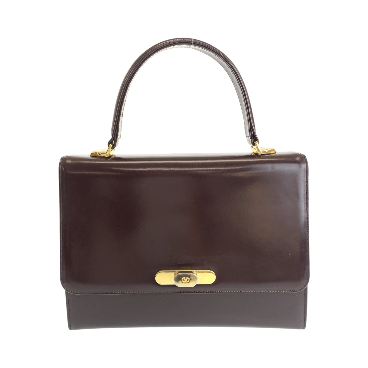 13480
Valentino Garavani ヴァレンティノ ガラヴァーニ ヴィンテージ ブラウン ゴールド金具 レザー ハンドバッグ  レディース ABP23