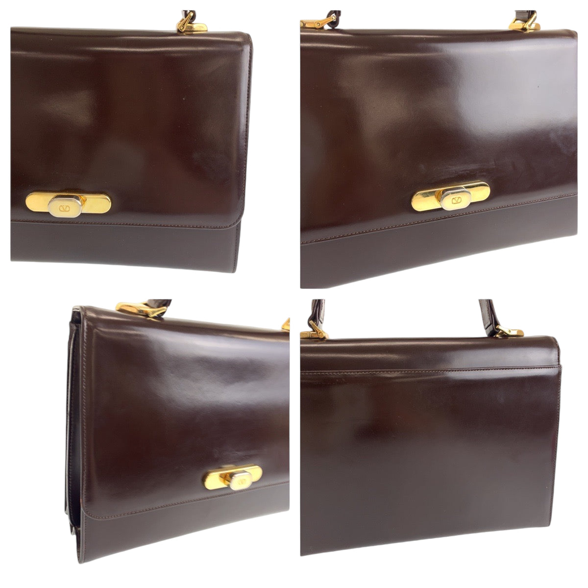 13480
Valentino Garavani ヴァレンティノ ガラヴァーニ ヴィンテージ ブラウン ゴールド金具 レザー ハンドバッグ  レディース ABP23