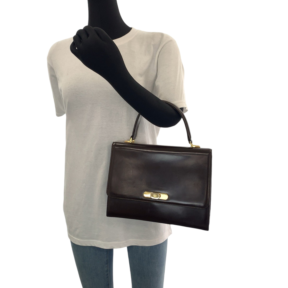 13480
Valentino Garavani ヴァレンティノ ガラヴァーニ ヴィンテージ ブラウン ゴールド金具 レザー ハンドバッグ  レディース ABP23