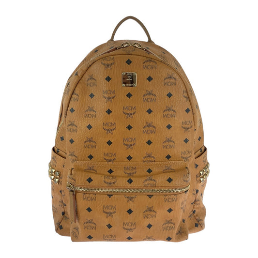 13482
MCM エム シー エム ヴィセトス サイドスタッズ コニャック ゴールド金具 レザー バックパック リュック 男女兼用  レディース