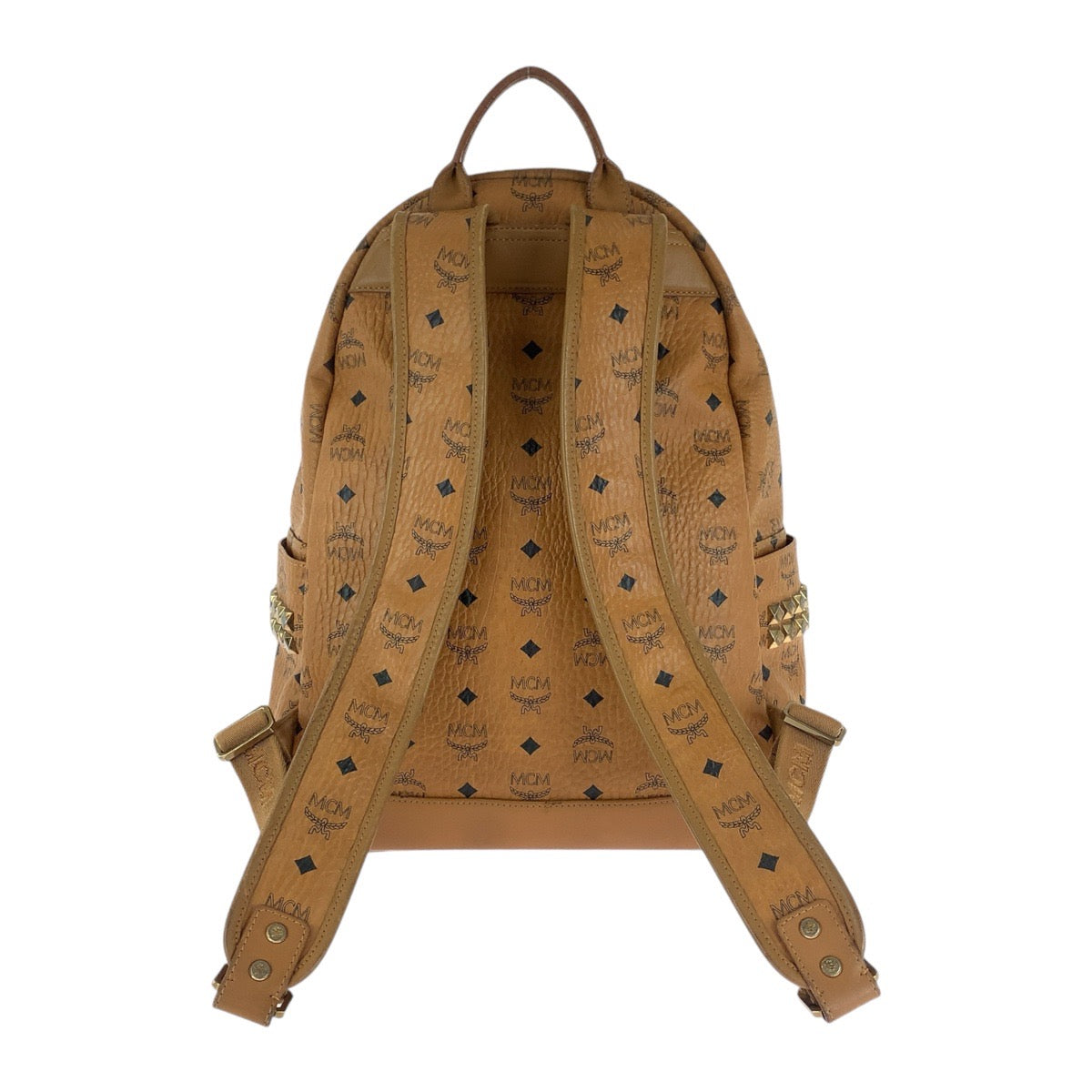 13482
MCM エム シー エム ヴィセトス サイドスタッズ コニャック ゴールド金具 レザー バックパック リュック 男女兼用  レディース