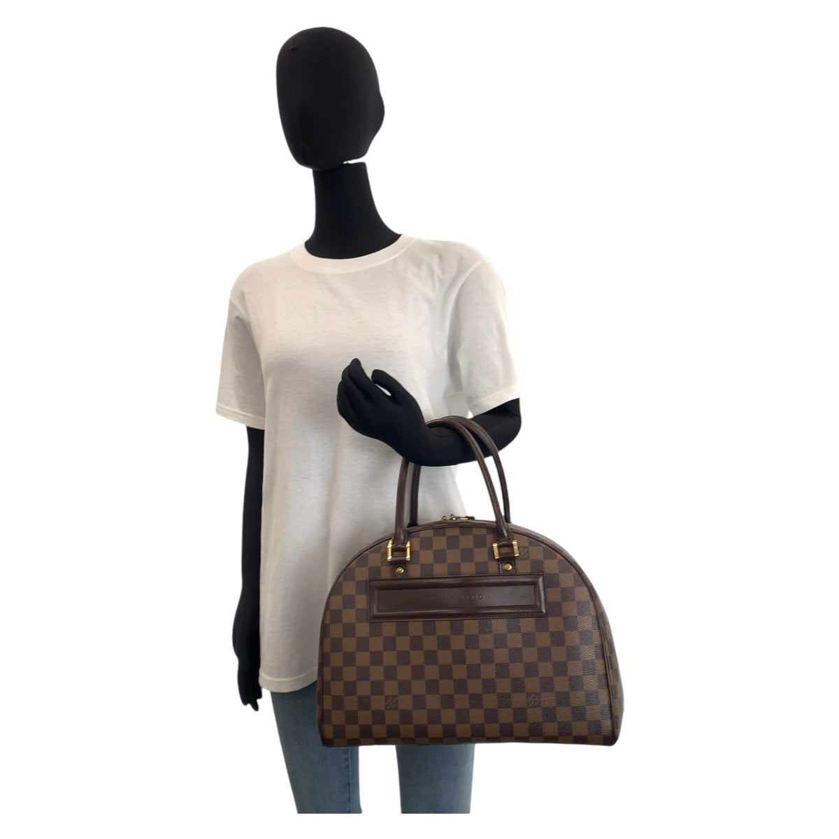 13485
LOUIS VUITTON ルイヴィトン ダミエ ノリータ ブラウン ゴールド金具 PVC N41455 ハンドバッグ ボストンバッグ  レディース