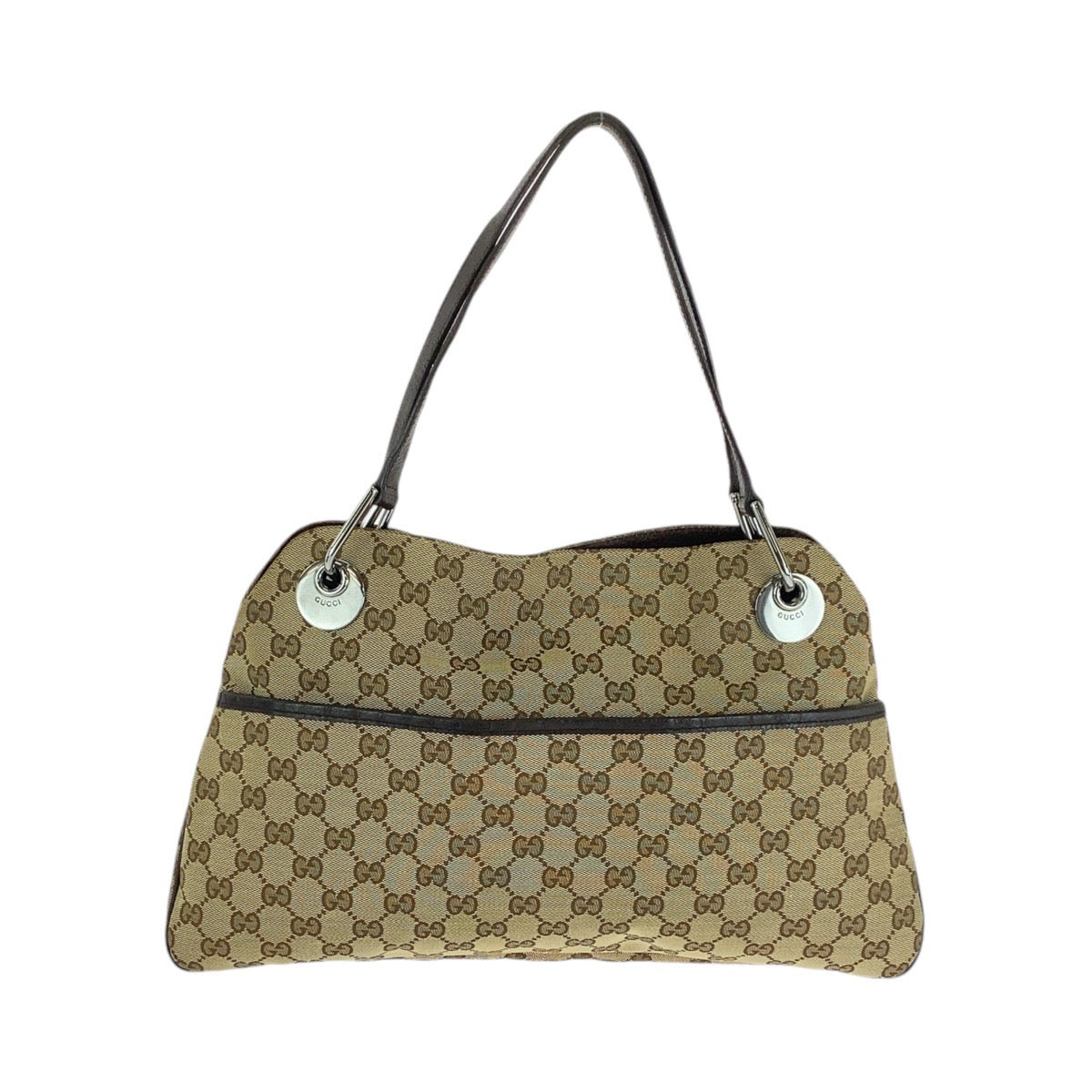 13487
GUCCI グッチ ベージュ シルバー金具 GGキャンバス ショルダーバッグ トートバッグ  レディース