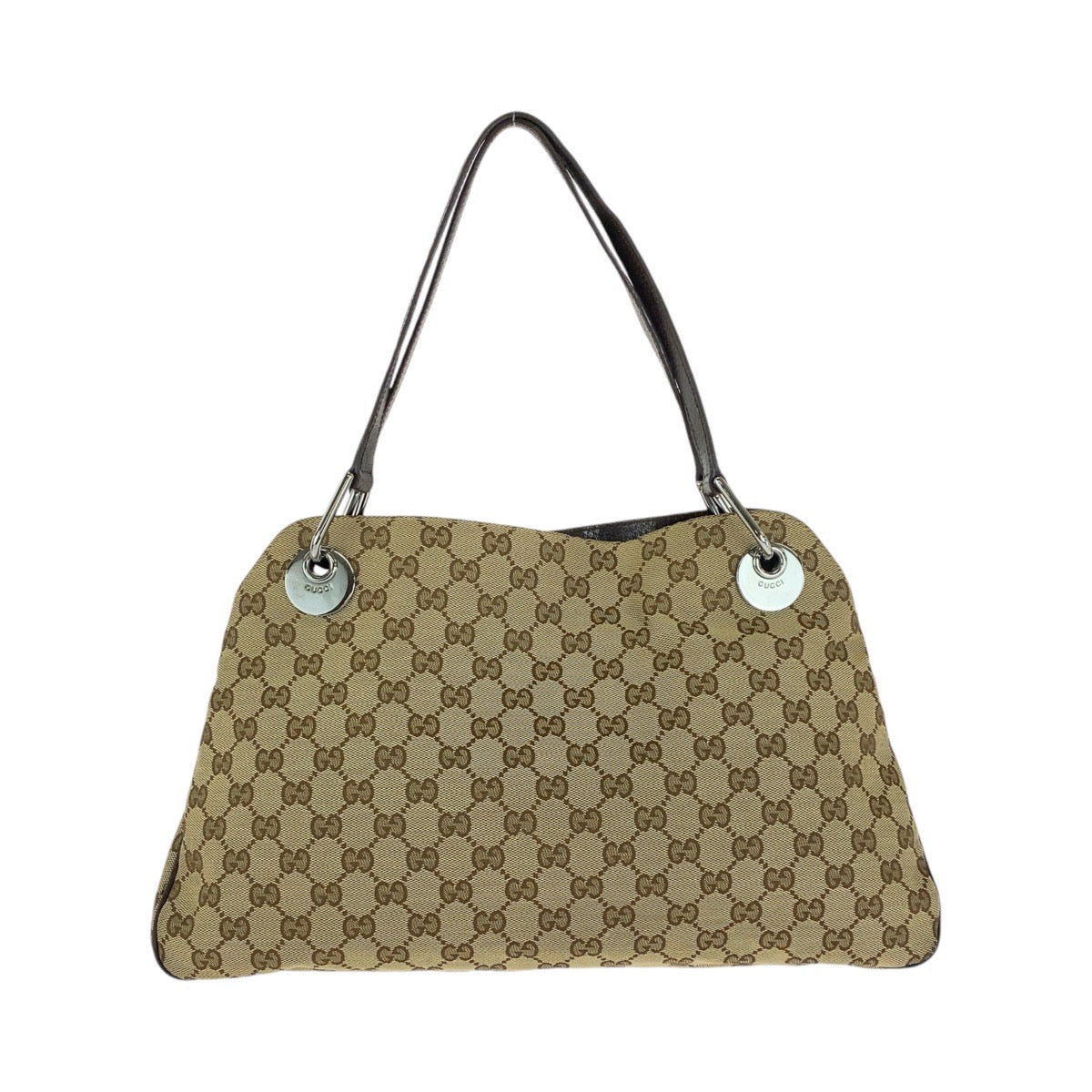 13487
GUCCI グッチ ベージュ シルバー金具 GGキャンバス ショルダーバッグ トートバッグ  レディース