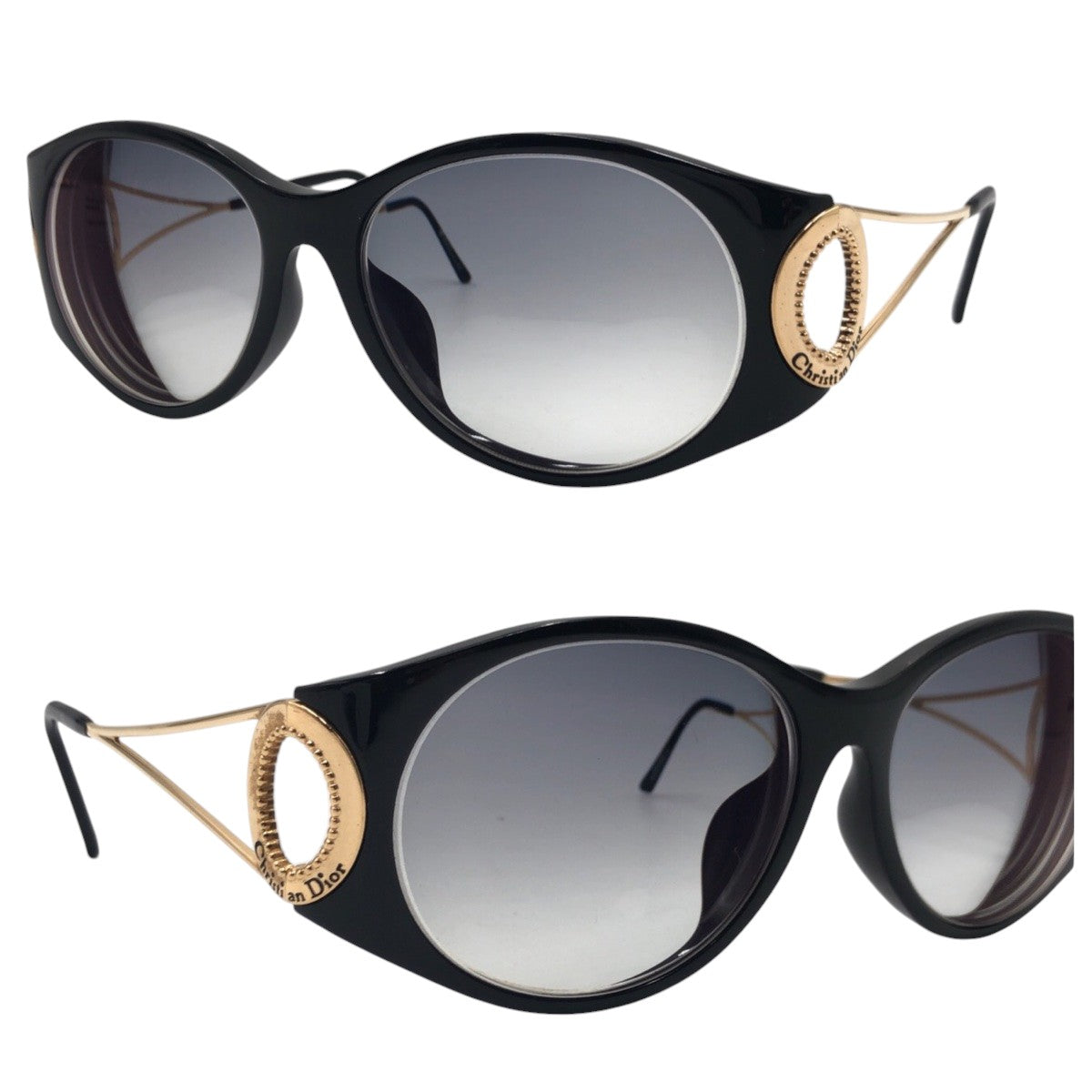 13489
Dior ディオール ヴィンテージ ブラック ゴールド プラスチック / メタル 2661A サングラス バタフライ  レディース