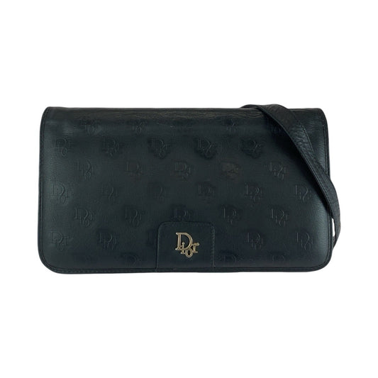 13490
Christian Dior クリスチャンディオール ブラック 黒 ゴールド金具 レザー 斜め掛け ショルダーバッグ ポシェット  レディース