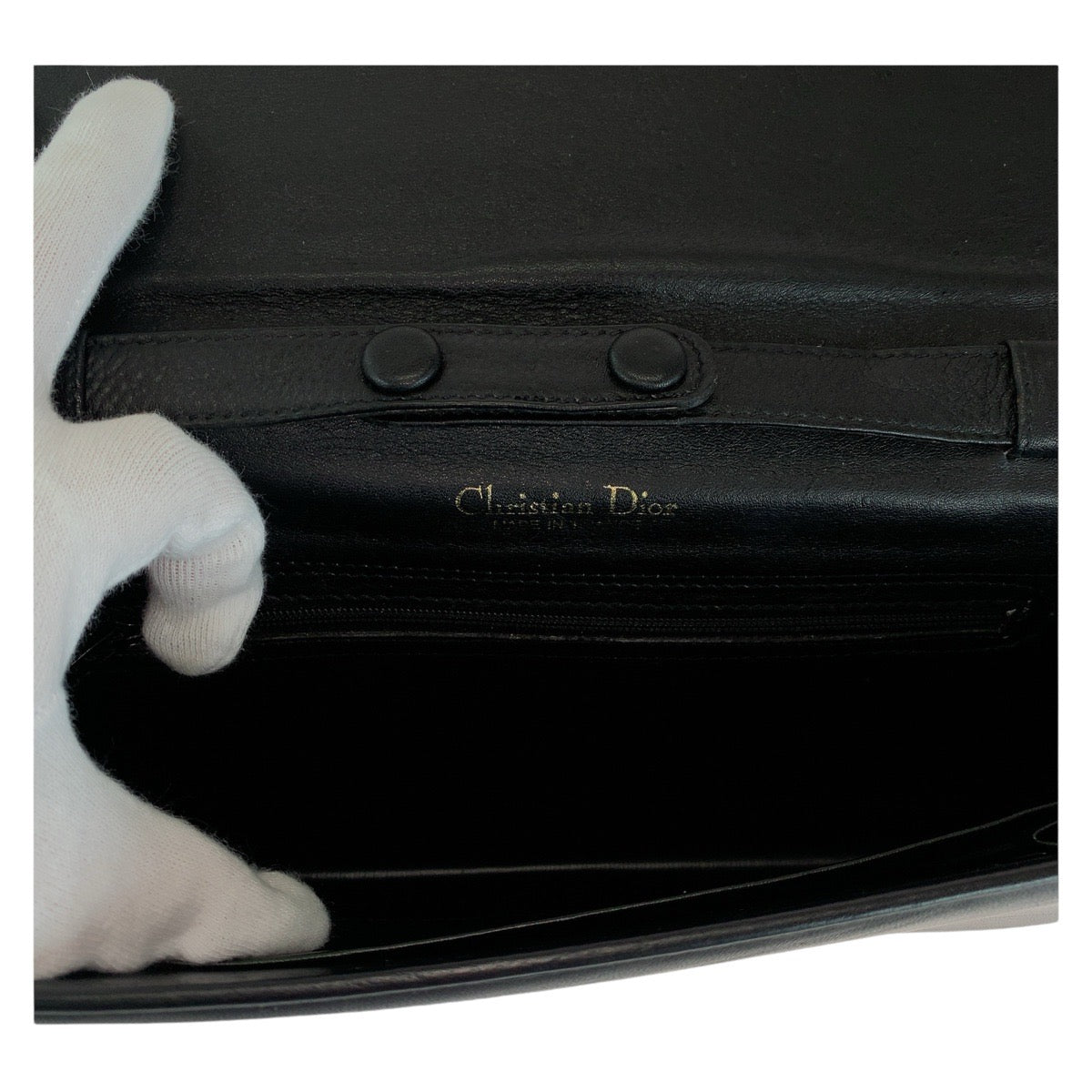 13490
Christian Dior クリスチャンディオール ブラック 黒 ゴールド金具 レザー 斜め掛け ショルダーバッグ ポシェット  レディース