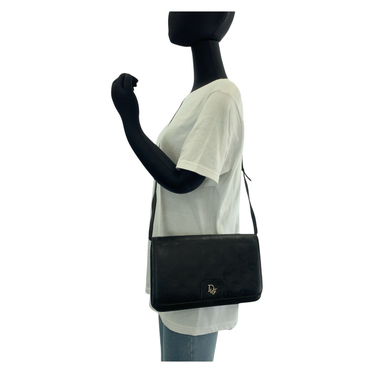 13490
Christian Dior クリスチャンディオール ブラック 黒 ゴールド金具 レザー 斜め掛け ショルダーバッグ ポシェット  レディース