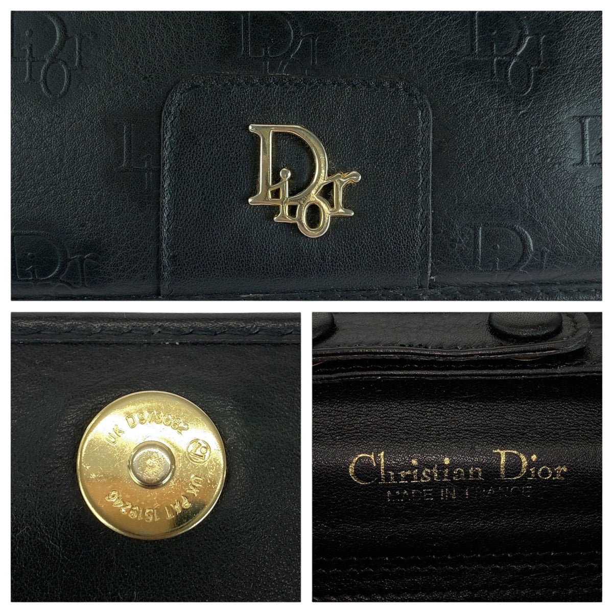 13490
Christian Dior クリスチャンディオール ブラック 黒 ゴールド金具 レザー 斜め掛け ショルダーバッグ ポシェット  レディース