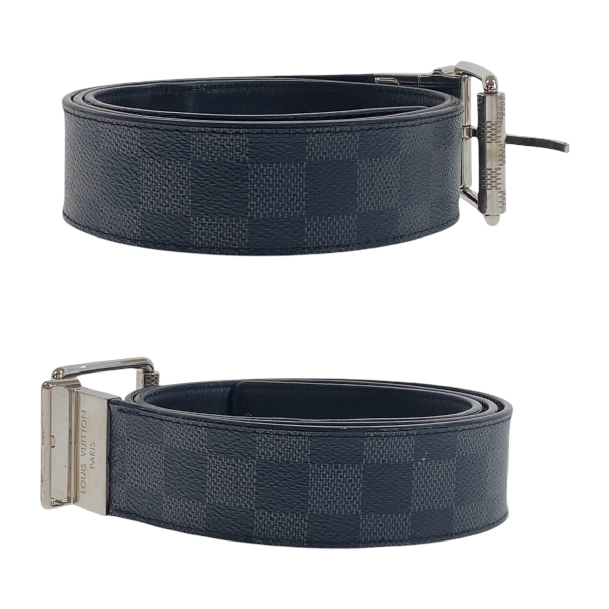 13492
LOUIS VUITTON ルイヴィトン ダミエ サンチュール ブラック 黒 シルバー金具 レザー ベルト リバーシブル  メンズ