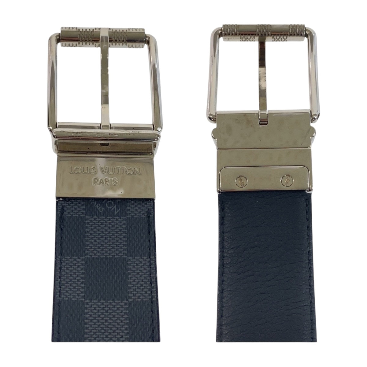 13492
LOUIS VUITTON ルイヴィトン ダミエ サンチュール ブラック 黒 シルバー金具 レザー ベルト リバーシブル  メンズ