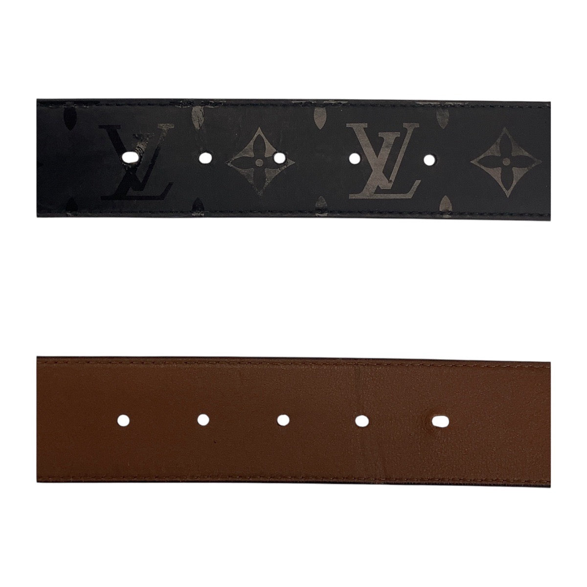 LOUIS VUITTON ルイヴィトン モノグラム シャドー サンチュール 95/38 ブラック ブラウン レザー M9346 ベルト リバーシブル バックルなし  メンズ