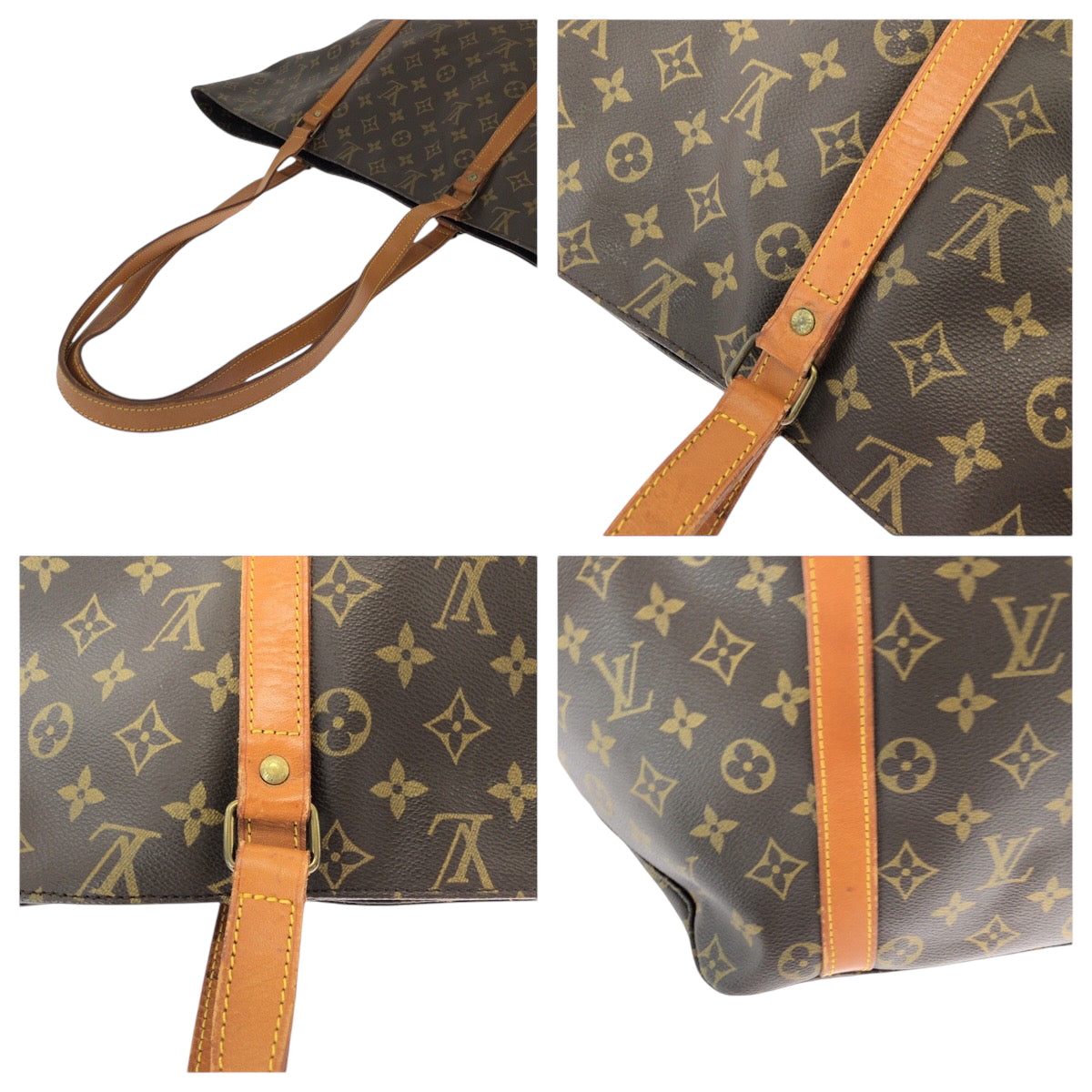 14096
LOUIS VUITTON ルイヴィトン モノグラム サックショッピング ブラウン ゴールド金具 PVC M51108 トートバッグ ショルダーバッグ  レディース AB44