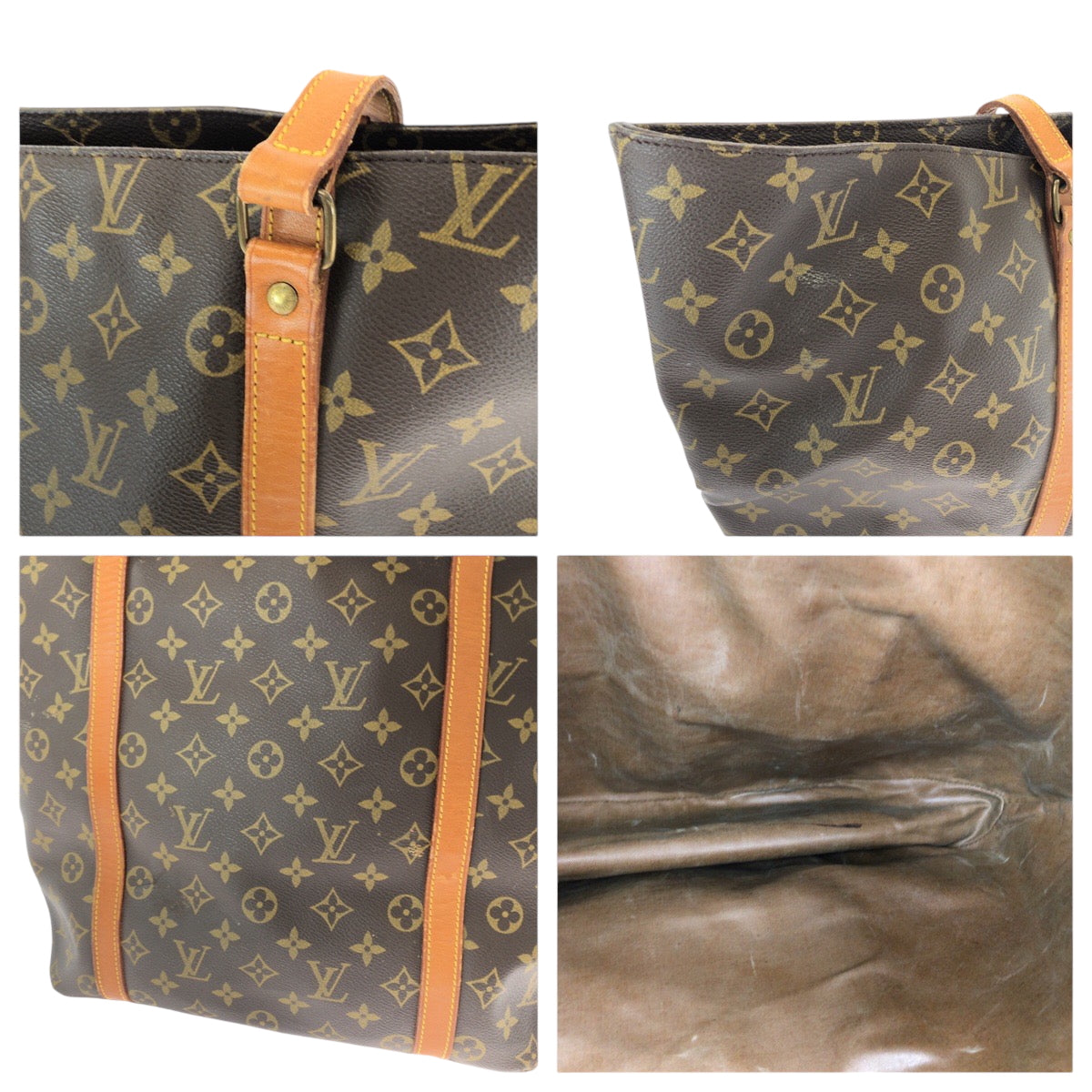 14096
LOUIS VUITTON ルイヴィトン モノグラム サックショッピング ブラウン ゴールド金具 PVC M51108 トートバッグ ショルダーバッグ  レディース AB44