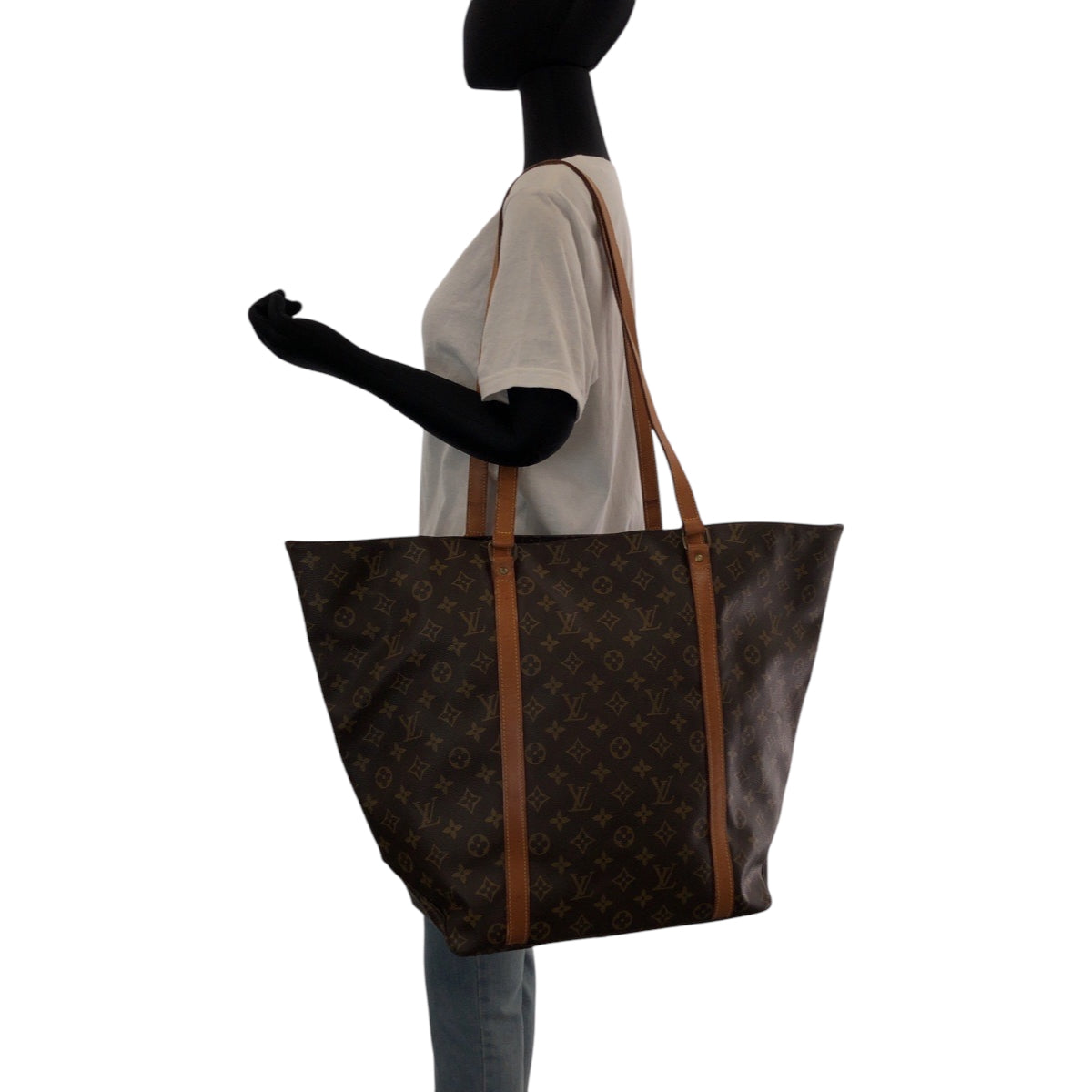 14096
LOUIS VUITTON ルイヴィトン モノグラム サックショッピング ブラウン ゴールド金具 PVC M51108 トートバッグ ショルダーバッグ  レディース AB44
