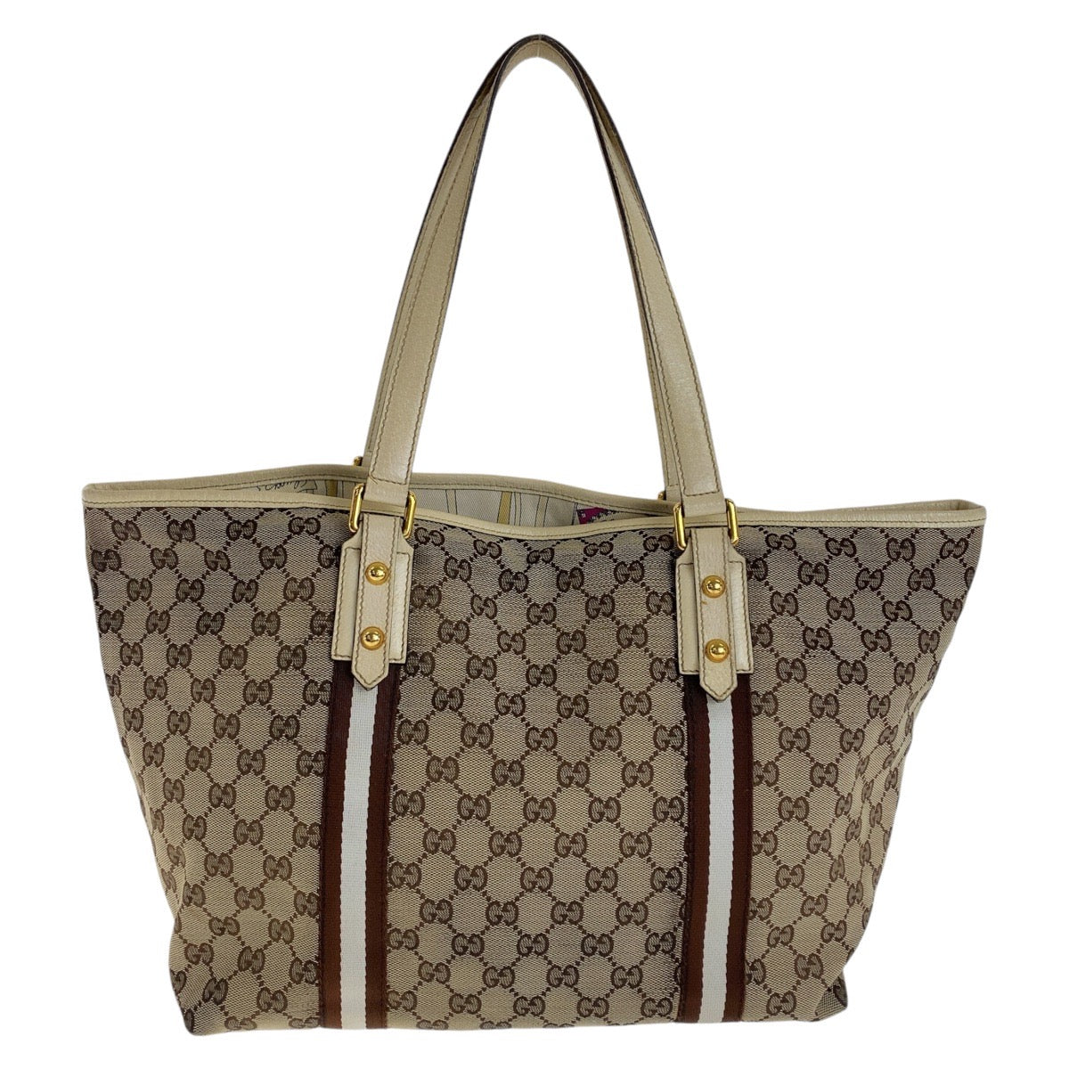 13495
GUCCI グッチ シェリーライン バンブー ブラウン ゴールド金具 GGキャンバス / レザー トートバッグ ショルダーバッグ  レディース