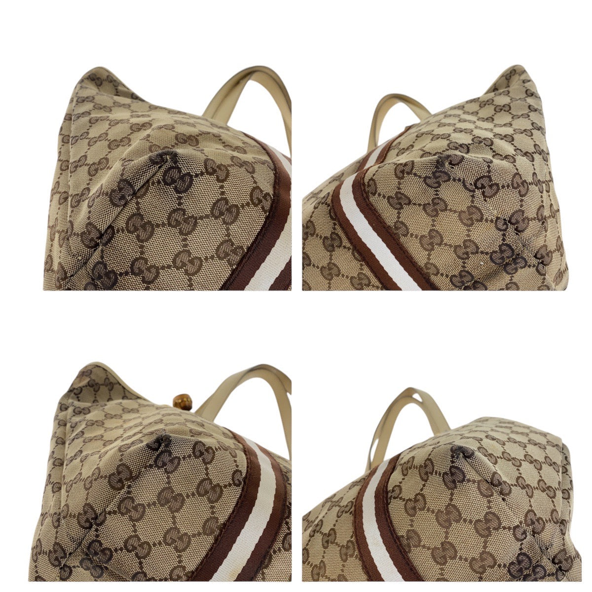 13495
GUCCI グッチ シェリーライン バンブー ブラウン ゴールド金具 GGキャンバス / レザー トートバッグ ショルダーバッグ  レディース