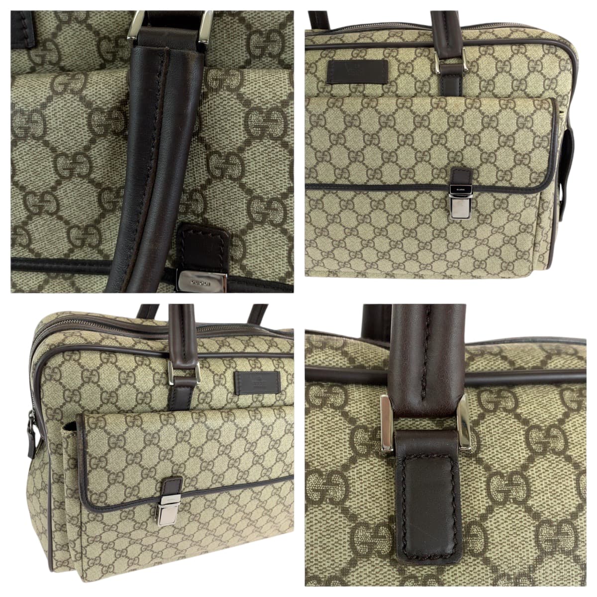 13496
GUCCI グッチ ブラウン シルバー金具 GGスプリームキャンバス 108825 ビジネスバッグ ハンドバッグ  メンズ
