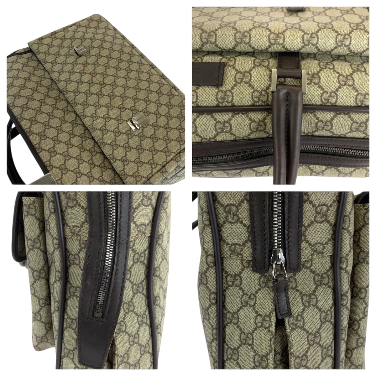 13496
GUCCI グッチ ブラウン シルバー金具 GGスプリームキャンバス 108825 ビジネスバッグ ハンドバッグ  メンズ