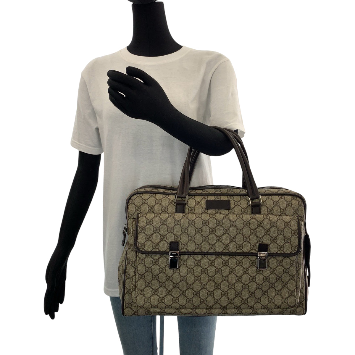 13496
GUCCI グッチ ブラウン シルバー金具 GGスプリームキャンバス 108825 ビジネスバッグ ハンドバッグ  メンズ