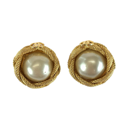 13500
CHANEL シャネル パール ココマーク ゴールド ホワイト メタル / パール イヤリング 97 A刻印  レディース AB24