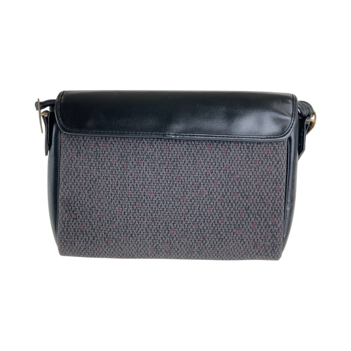 13501
YVES SAINT LAURENT イヴ サンローラン ヴィンテージ YSL パープル ブラック ゴールド金具 キャンバス / レザー ショルダーバッグ ポシェット  レディース