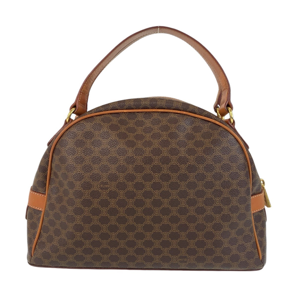13502
CELINE セリーヌ マカダム ブラウン ゴールド金具 PVC / レザー ハンドバッグ バニティバッグ  レディース