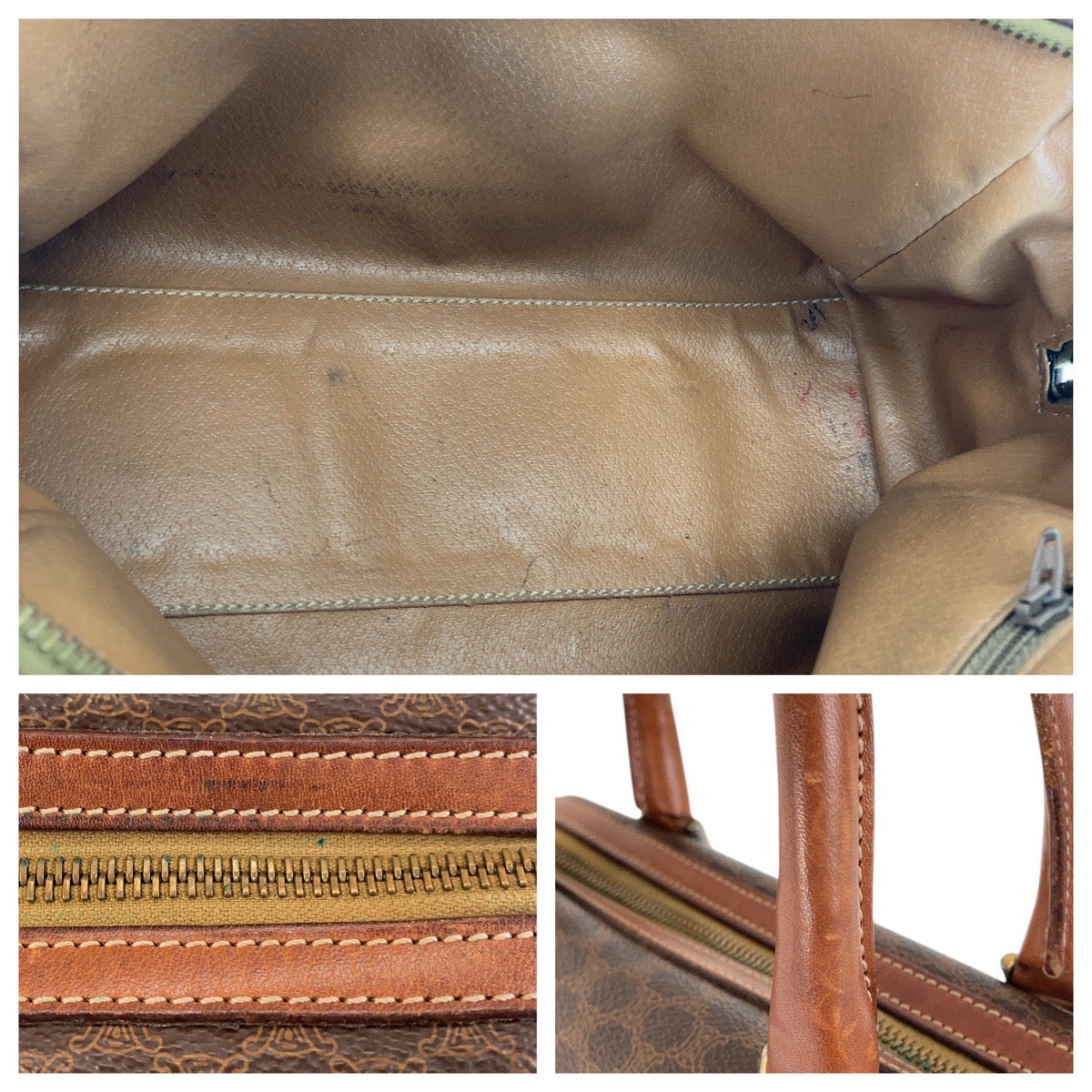 13506
CELINE セリーヌ マカダム ブラウン ゴールド金具 PVC / レザー ハンドバッグ ショルダーバッグ 2way  レディース