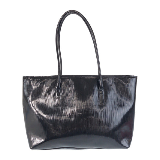 13507
PRADA プラダ 三角ロゴプレート ブラック ゴールド金具 パテントレザー トートバッグ ショルダーバッグ  レディース