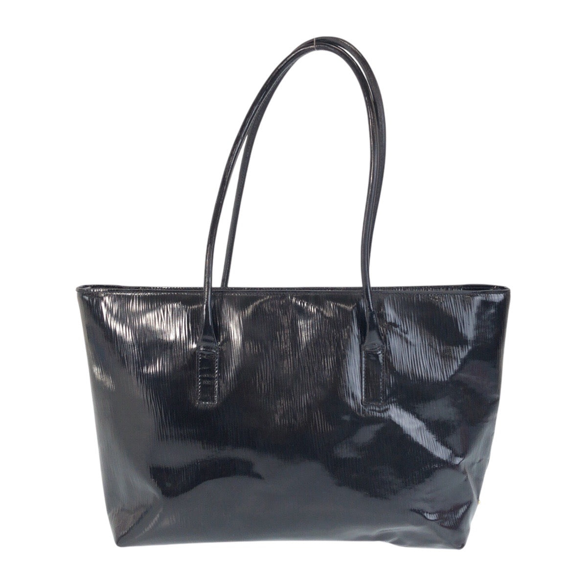 13507
PRADA プラダ 三角ロゴプレート ブラック ゴールド金具 パテントレザー トートバッグ ショルダーバッグ  レディース