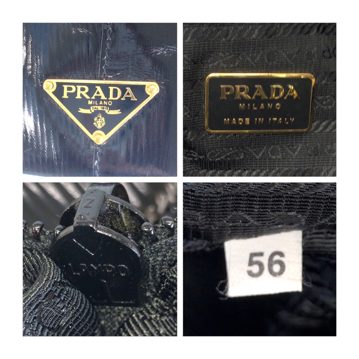 13507
PRADA プラダ 三角ロゴプレート ブラック ゴールド金具 パテントレザー トートバッグ ショルダーバッグ  レディース