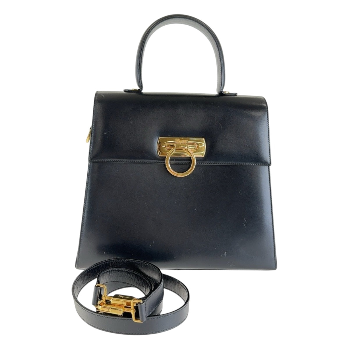 13508
Salvatore Ferragamo サルヴァトーレフェラガモ ガンチーニ ブラック 黒 ゴールド金具 レザー ハンドバッグ  レディース ABP33