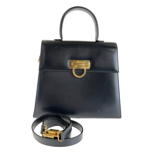 13508
Salvatore Ferragamo サルヴァトーレフェラガモ ガンチーニ ブラック 黒 ゴールド金具 レザー ハンドバッグ  レディース ABP33