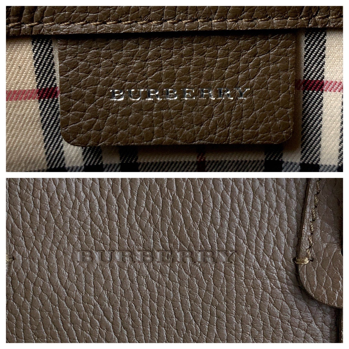 13509
BURBERRY バーバリー 中チェック柄 ブラウン シルバー金具 レザー トートバッグ ハンドバッグ  レディース AB13