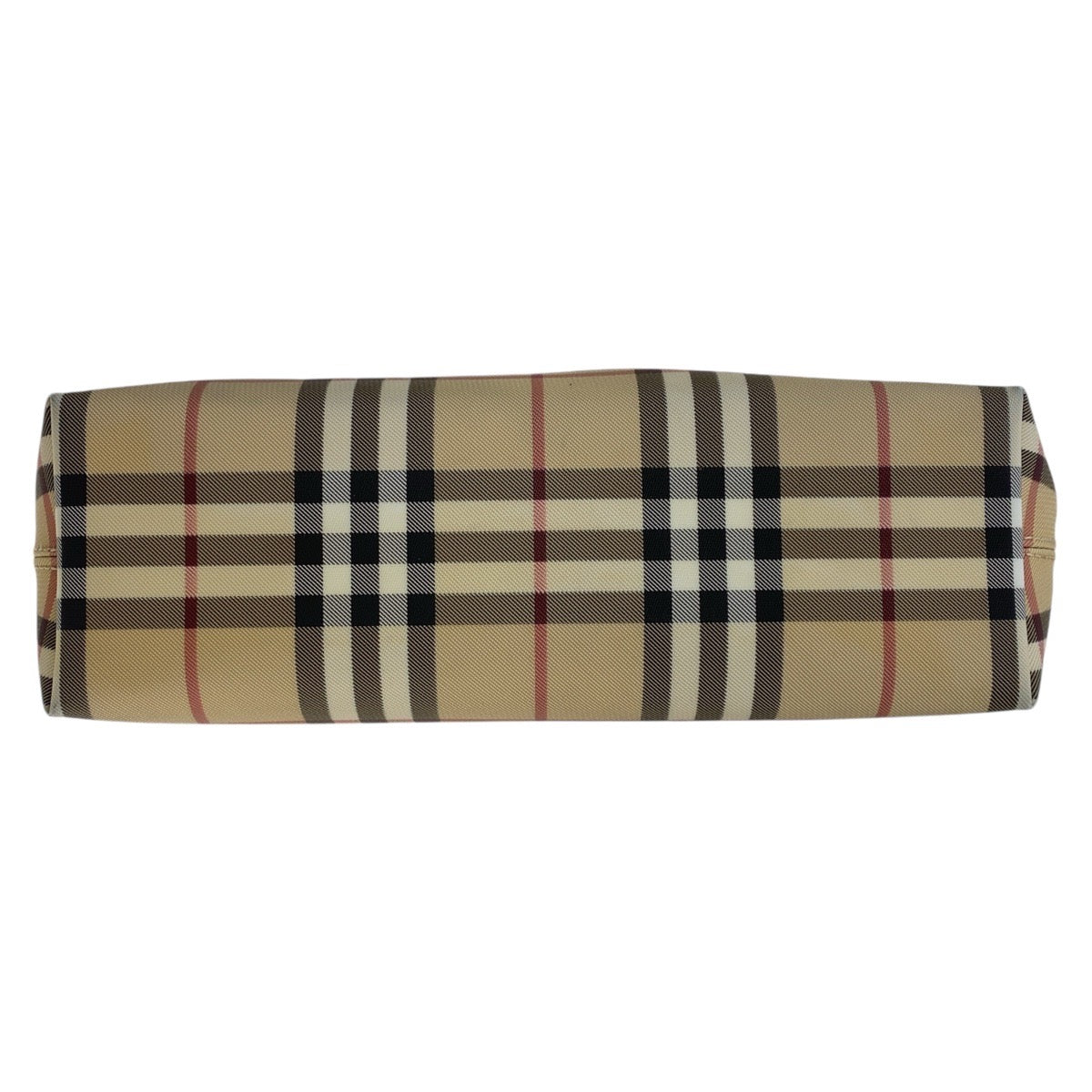 13510
BURBERRY バーバリー チェック柄 ベージュ シルバー金具 キャンバス ショルダーバッグ ポシェット 男女兼用  レディース