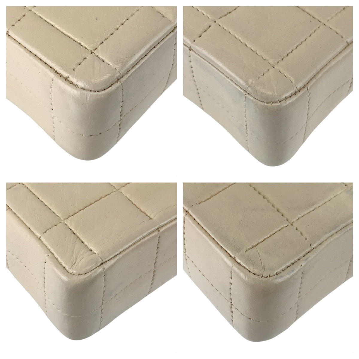 13511
CHANEL シャネル チョコバー ココマーク ターンロック ホワイト ゴールド金具 ラムスキン ショルダーバッグ チェーンショルダーバッグ  レディース
