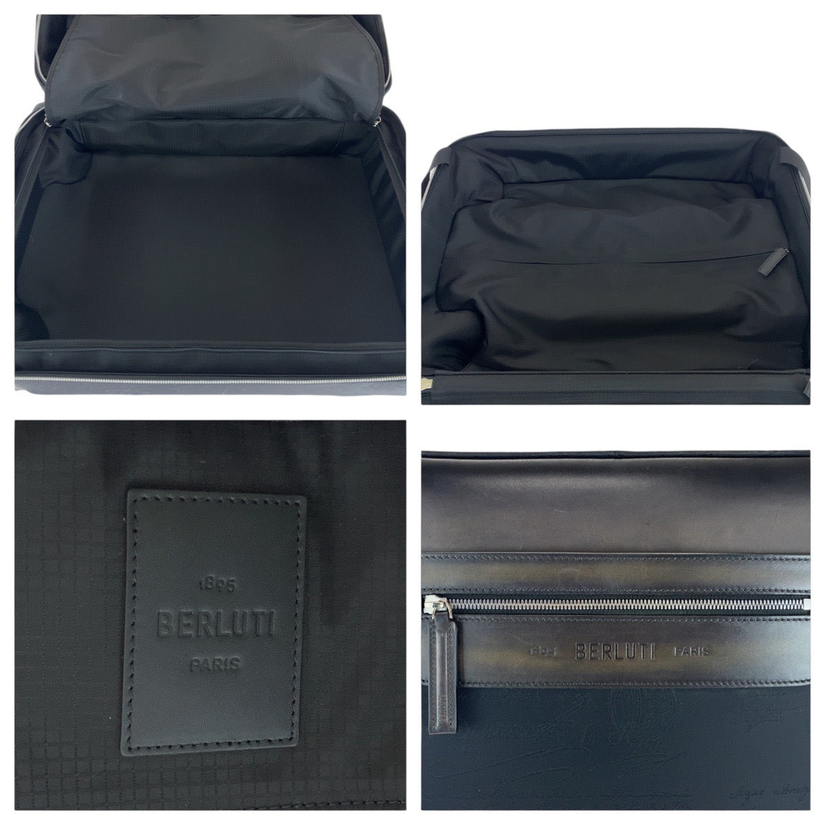 13513
Berluti ベルルッティ カリグラフィ スクリット 靴べら付き ブラック 黒 シルバー金具 ナイロン / レザー キャリーバッグ スーツケース キャリーケース 男女兼用  メンズ