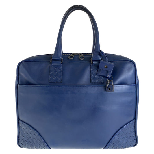 13514
BOTTEGAVENETA ボッテガヴェネタ イントレチャート ブルー ガンメタ金具 レザー ビジネスバッグ ブリーフケース  メンズ