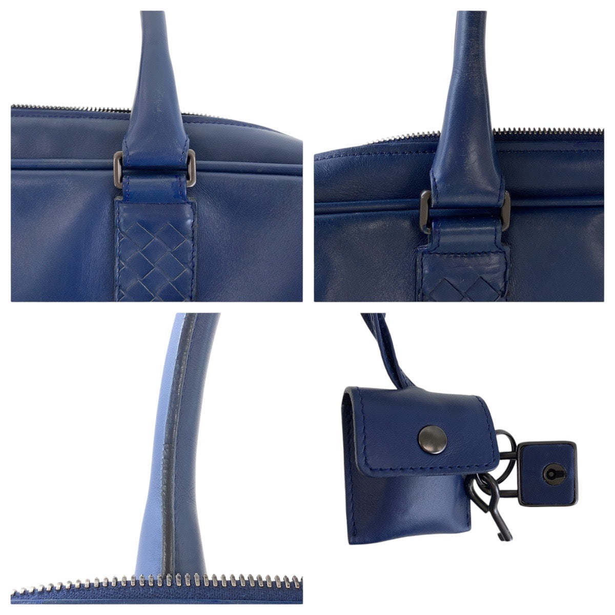 13514
BOTTEGAVENETA ボッテガヴェネタ イントレチャート ブルー ガンメタ金具 レザー ビジネスバッグ ブリーフケース  メンズ