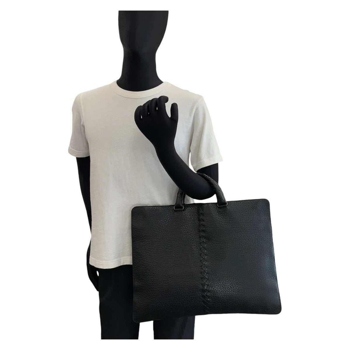 13515
BOTTEGAVENETA ボッテガヴェネタ イントレチャート ブラック 黒 ガンメタ金具 レザー ビジネスバッグ ブリーフケース A4収納  メンズ