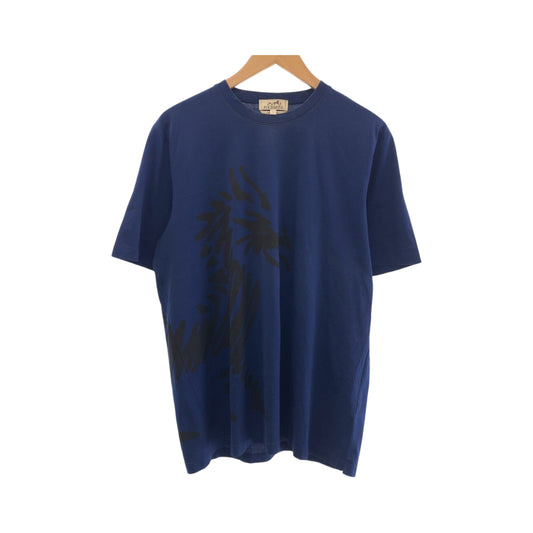13518
HERMES エルメス ドラゴン サイズL ブルー ブラック コットン 半袖Tシャツ カットソー  メンズ ABP22
